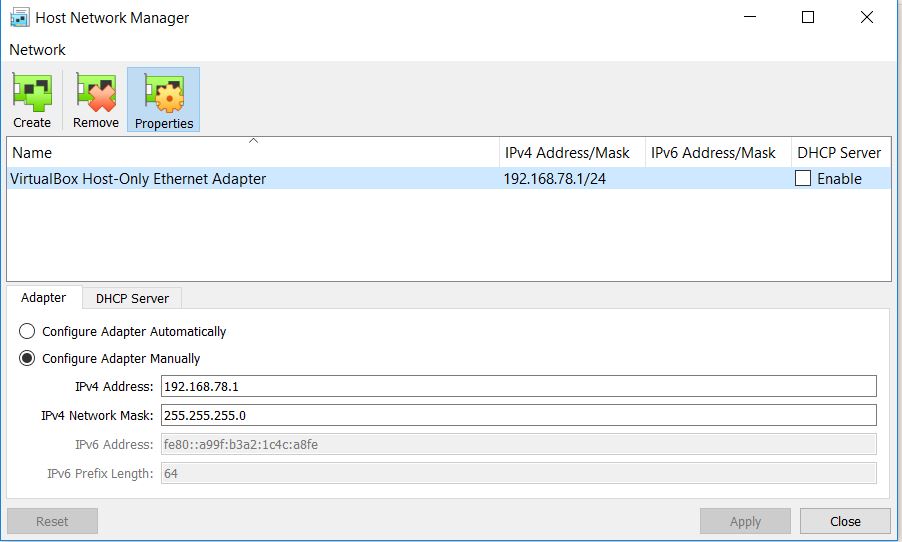 VirtualBox Host Network Manager