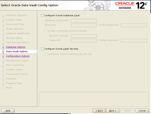 dbca data vault config option