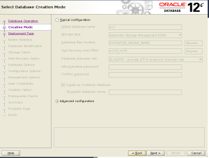 dbca Advanced configuration